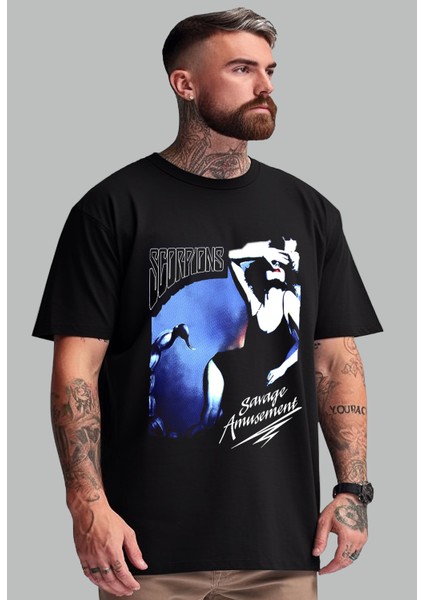 Scorpions - Savage Amusement' Temalı Oversize Unisex T-Shirt.