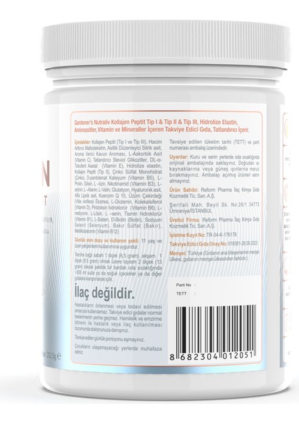 Gardeners Nutraliv Collagen Peptit Takviye Edici Gıda modelleri