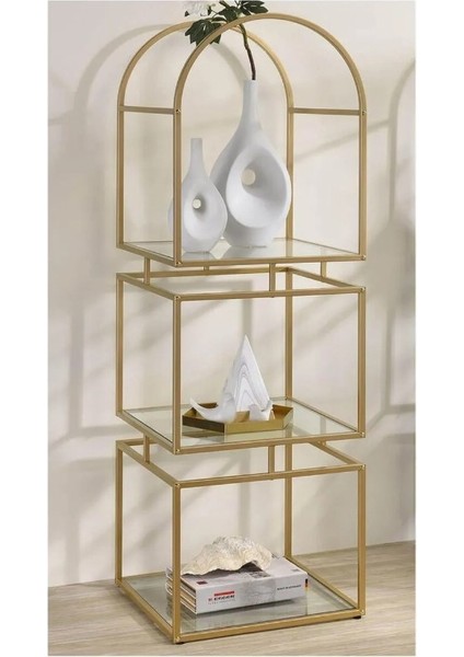 Dekoratif Gold Metal Kitaplık Şeffaf Camlı modelleri