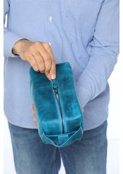 Kişileştirilebilir Hakiki Deri El Çantası Dopp Kit Unisex
