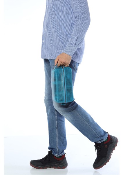 Kişileştirilebilir Hakiki Deri El Çantası Dopp Kit Unisex