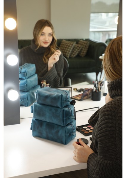 Kişileştirilebilir Hakiki Deri El Çantası Dopp Kit Unisex
