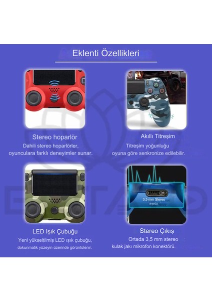 Ps4 Dualshock 4 V2 Gamepad Şık Tasarımlı Kamuflaj Desenli Playstation 4 Uyumlu Yeni Nesil Kol fiyatları