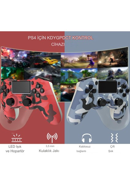 Ps4 Dualshock 4 V2 Gamepad Şık Tasarımlı Kamuflaj Desenli Playstation 4 Uyumlu Yeni Nesil Kol modelleri