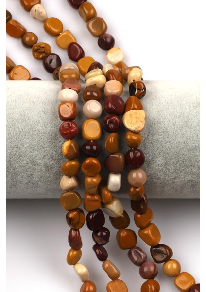 Mookaite Jasper Doğal Taş Dizi 8 x 9 mm Mercimek Kesim