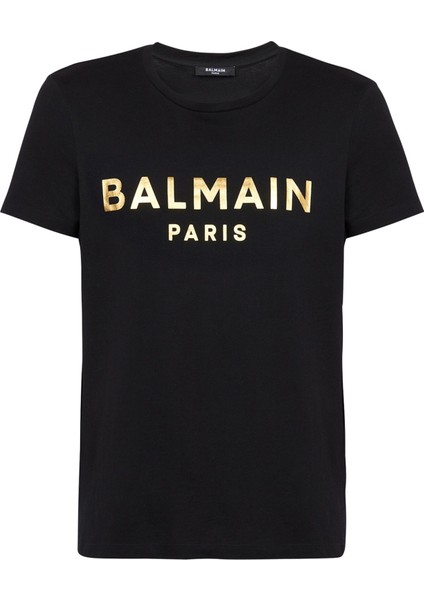 Paris Logosu Baskılı Çevre Dostu Pamuklu T-Shirt