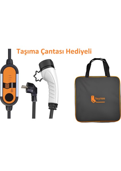 Taşınabilir Tip 2 - 5mt Kablolu Elektrikli Araç Şarj Cihazı