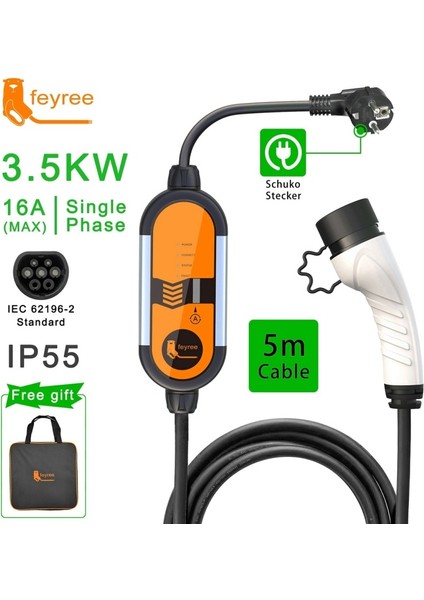 Taşınabilir Tip 2 - 5mt Kablolu Elektrikli Araç Şarj Cihazı modelleri