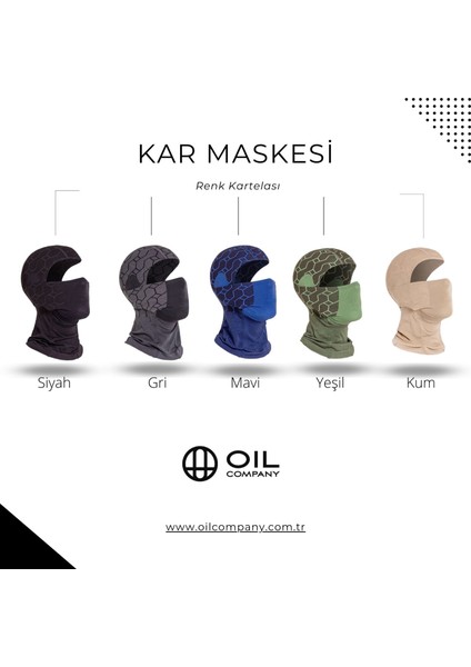 Oil Company Siyah Balaklava Termal Kar Maskesi Unisex