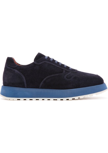 Erkek Lacivert Süet Deri Casual Sneaker