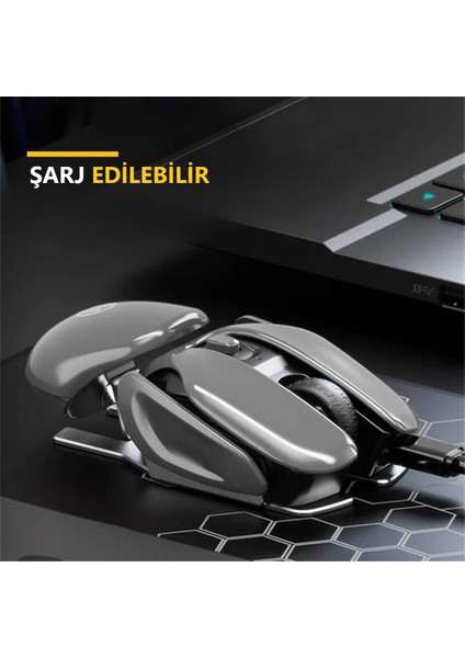 Duhalıne Kablosuz Şarjlı Mouse Modern Tasarım Ergonomik Metal Mouse, 2,4 Ghz Sessiz Tıklama modelleri