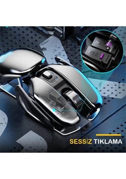 Duhalıne Kablosuz Şarjlı Mouse Modern Tasarım Ergonomik Metal Mouse, 2,4 Ghz Sessiz Tıklama indirimleri
