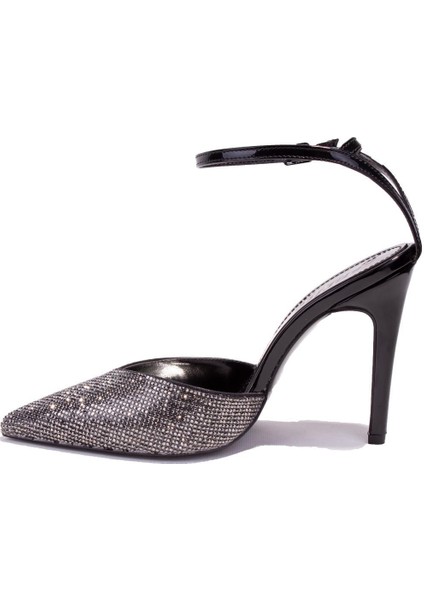 DZA07-1240870C Siyah Rugan Taşlı Abiye Topuklu Kadın Ayakkabı modelleri