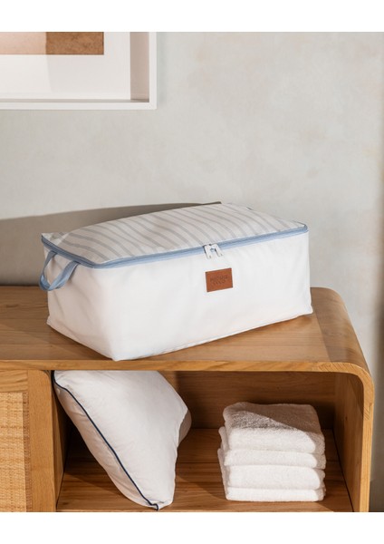 Nuage Baskılı Hurç - Beyaz / Açık Mavi