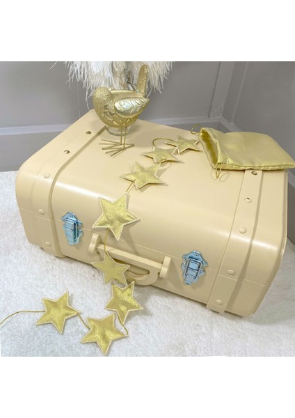 Tekno Trust Altın 8'li Yıldız Dekor Cibinlik Aksesuar Gold Pamuk Polyester Aparat