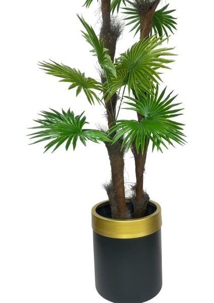 Yapay Ağaç Palmiye Fanpalm 3katlı 24YAPRAK Gold Kemerli Siyah Saksıda 165*65CM
