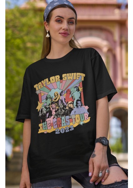 Taylor Swift Konser Resimleri Baskılı T-Shirt Unisex Oversize The Eras Tour Yazılı Tshirt