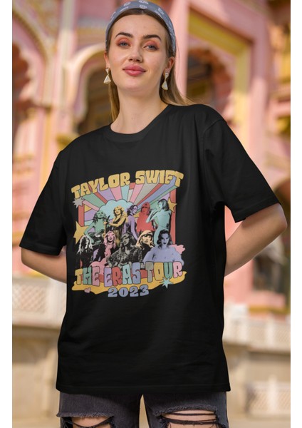 Taylor Swift Konser Resimleri Baskılı T-Shirt Unisex Oversize The Eras Tour Yazılı Tshirt