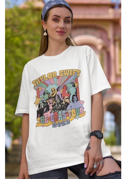 Taylor Swift Konser Resimleri Baskılı T-Shirt Unisex Oversize The Eras Tour Yazılı Tshirt