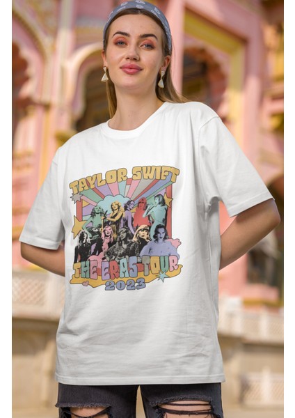 Taylor Swift Konser Resimleri Baskılı T-Shirt Unisex Oversize The Eras Tour Yazılı Tshirt