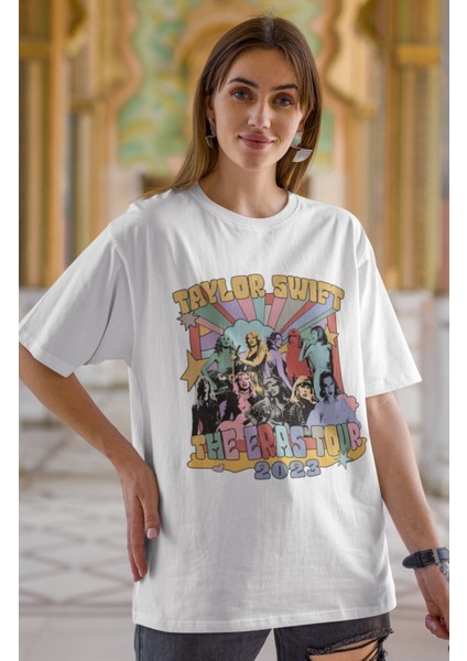 Taylor Swift Konser Resimleri Baskılı T-Shirt Unisex Oversize The Eras Tour Yazılı Tshirt