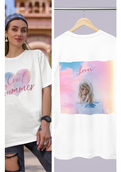 Taylor Swift Lover Albüm Kapağı Sırt Baskılı T-Shirt Unisex Oversize Taylor Swifttshirt