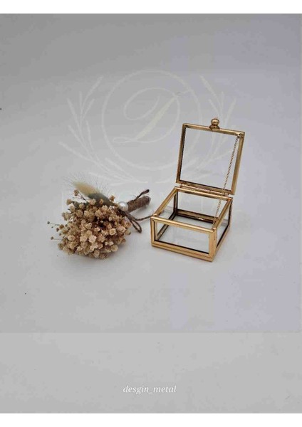 Yüzük Kutusu Minik Kare Cam Kutu 6*6 Yüksek 3 C.m