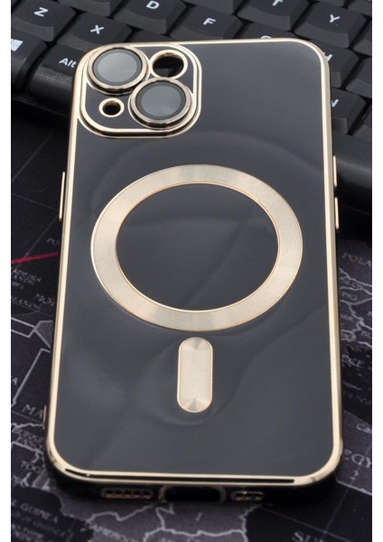 iPhone 14 Uyumlu Magsafe Özellikli Lens Korumalı Renkli Kılıf Siyah