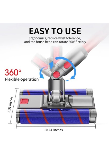 Daha Temiz Erişimler,yumuşak Çift Rulo Fırça Kabarık Zemin Kafası LED Farlar ile V7V8V10V11V15 Elektrikli Süpürgeler Parçaları Dönebilen (Yurt Dışından)