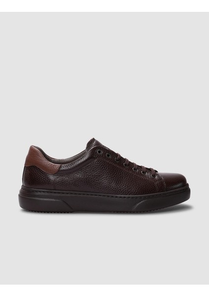Deri Kahverengi Bağcıklı Erkek Sneaker
