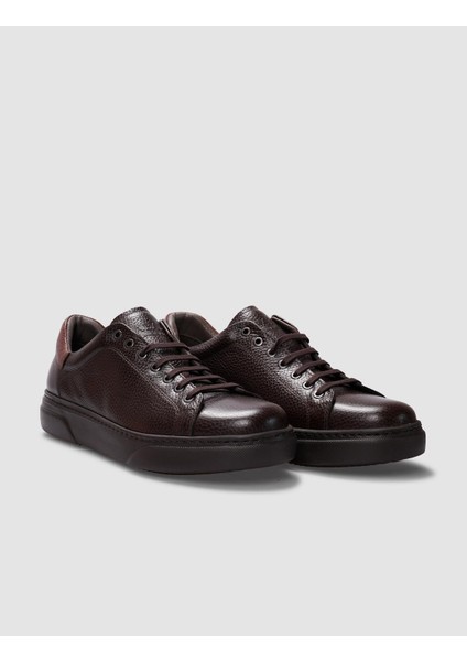 Deri Kahverengi Bağcıklı Erkek Sneaker