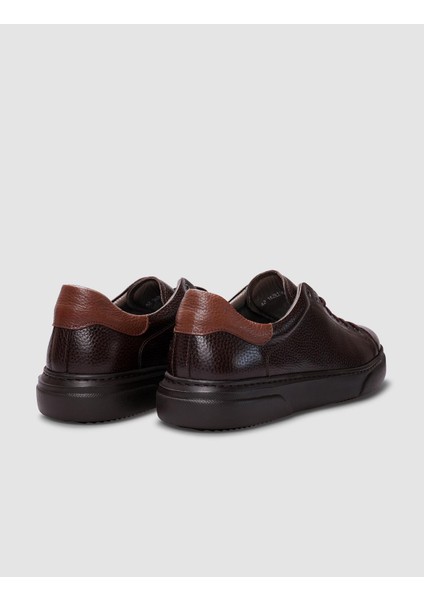 Deri Kahverengi Bağcıklı Erkek Sneaker
