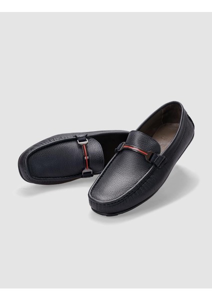 Hakiki Deri Lacivert Tokalı Erkek Loafer fırsatları
