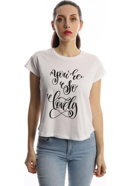 Polo State Kadın You Are So Lovely Baskılı T-Shirt Beyaz