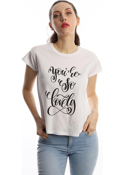 Polo State Kadın You Are So Lovely Baskılı T-Shirt Beyaz