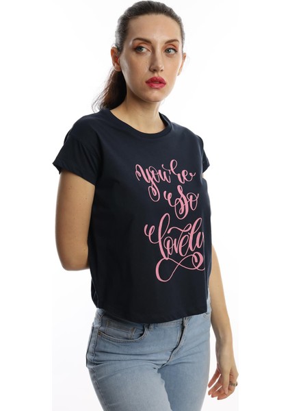 Kadın You Are So Lovely Baskılı T-Shirt Lacivert fiyatları
