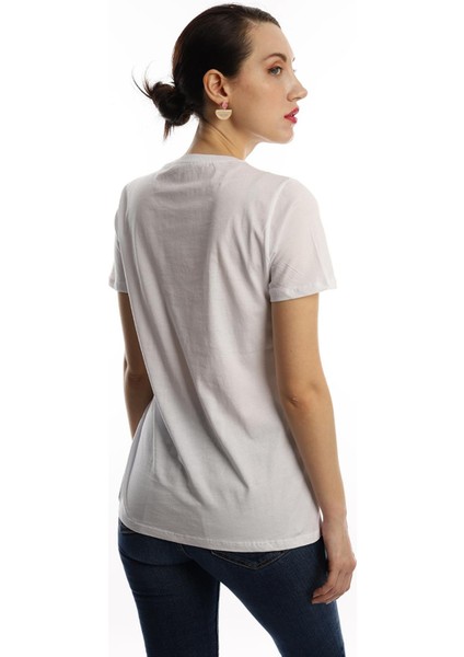 Kadın Minimal Project Basklı T-Shirt Beyaz modelleri