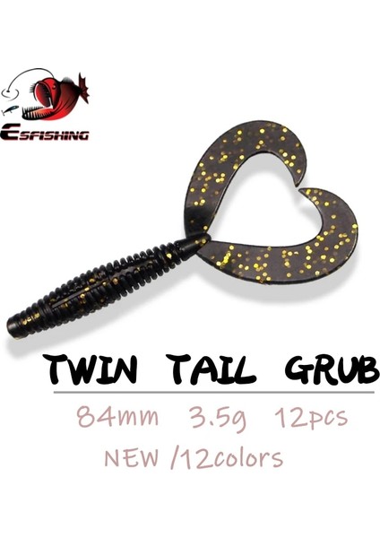 PA111 Stili 84MM 12 Adet Esfıshıng Balıkçılık Yemi Yumuşak Cazibesi Ikiz Kuyruk Grub Adet Jig Cazibesi Yapay Yem Olta Takımı Pesca Alabalık (Yurt Dışından) indirimleri