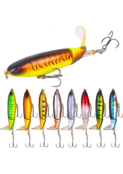 No.1 Tarzı Whopper Plopper 10CM 13G Yüzen Popper Balıkçılık Cazibesi Yapay Sert Yem Wobbler Dönen Kuyruk Olta Takımı 3D Gözler (Yurt Dışından)