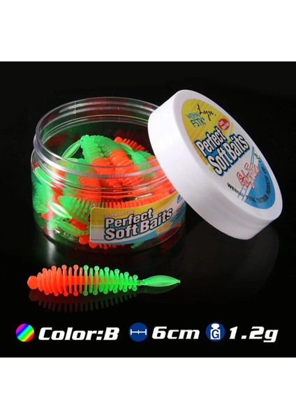 Renkb Stili Balık Kokusu Yumuşak Yemler Jig Alabalık Solucan Yumuşak Yemler 6cm.2g Yapay Deniz Solucanları Solucan Balıkçılık Yumuşak Yemler Wobblers (Yurt Dışından)