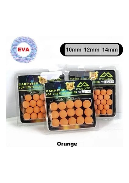Eva Turuncu Tarzı 14 mm Mosodo Sazan Balık Tutma Pop Ups Boncuk Yüzer Boncuk Kaynatma Eva Pva Pop-Up Pop Up Cazibesi Yem Lures Renkli Bir Kutuda (Yurt Dışından)