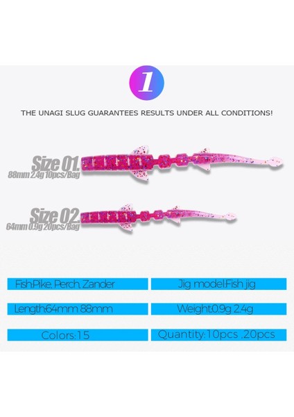 E Stili 64MM 20 Adet Bearkıng Unagı Slug Balıkçılık Yemleri Yapay Yemler Wobblers Yumuşak Yemler Shad Sazan Silikon Balıkçılık Yumuşak Yemler Mücadele (Yurt Dışından)