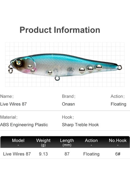 Lw-01 Stili 87MM 9.13G Leydun Canlı Tel Kalem Balıkçılık Lures Yüzey Yüzen Topwater Sert Yemler Köpek Yürüyüşü Yüksek Li Tuzlu Su Bas Wobbler (Yurt Dışından) modelleri