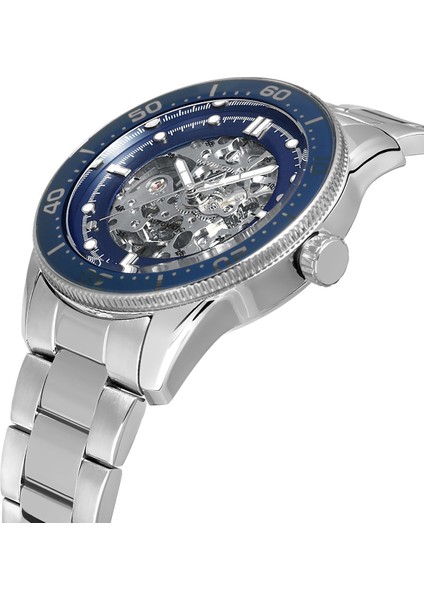 Gümüş Kaplamalı Mavi Kadranlı Otomatik Erkek Kol Saati fiyatları