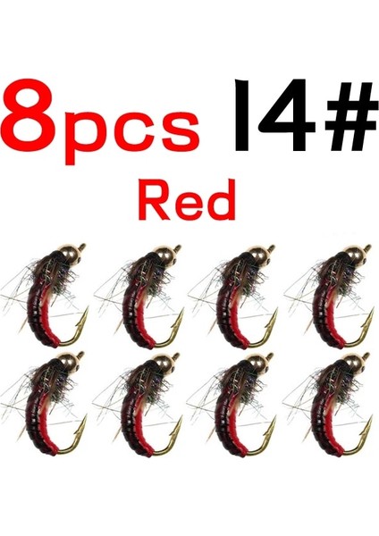 8 Adet Kırmızı Boyut 14 Stil Bimoo #12 #14 Pirinç Boncuk Kafa Hızlı Siking Perisi Scud Alabalık Balıkçılık Perisi Için Sinek Böcek Solucan Yapay Böcek Yem Cazibesi (Yurt Dışından)