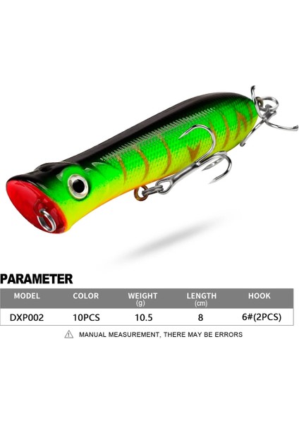 Bir Stil 10 Renk Popper Unlure Olta Takımı 3.15 "-8cm. Balıkçılık Lures Popper Lures Bas Yemler 6 # Kanca Balık Yemi (Yurt Dışından) modelleri