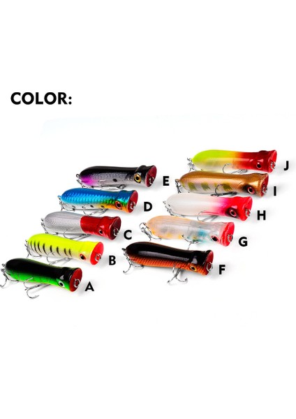 Bir Stil 10 Renk Popper Unlure Olta Takımı 3.15 "-8cm. Balıkçılık Lures Popper Lures Bas Yemler 6 # Kanca Balık Yemi (Yurt Dışından) fırsatları