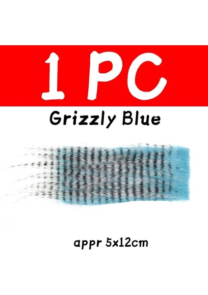 1 Adet Grizzly Mavi Tarzı Wifreo 1 Torba 5 x 12CM Fly Bağlama Furabou Grizzly Renkli Craft Kürk Elyaf Flama Kuyruk Kanadı Malzeme Orta Boy (Yurt Dışından)
