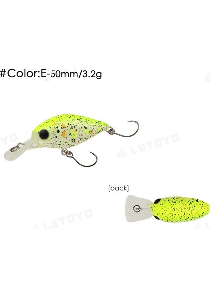 E Stili 50MM 3.2g Letoyo 3.2g Crankbait Sığ Dalış Balıkçılık Cazibesi Tatlısu Strea Alabalık Somon Kaya Balığı Krank Için Yüzen Sert Yemler (Yurt Dışından)