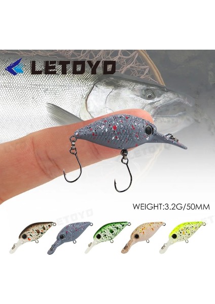 E Stili 50MM 3.2g Letoyo 3.2g Crankbait Sığ Dalış Balıkçılık Cazibesi Tatlısu Strea Alabalık Somon Kaya Balığı Krank Için Yüzen Sert Yemler (Yurt Dışından) fiyatları